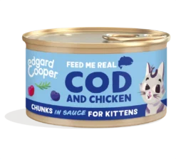 Edgard & Cooper Kattenvoer Kitten Kabeljauw & Kip Chunks 85 Gr