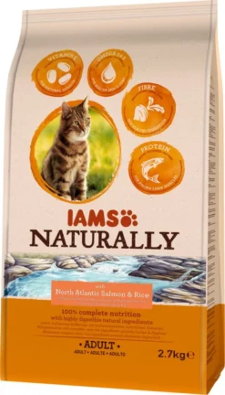 IAMS Naturally Kattenvoer Adult Salmon & Rice 2,7 Kg
