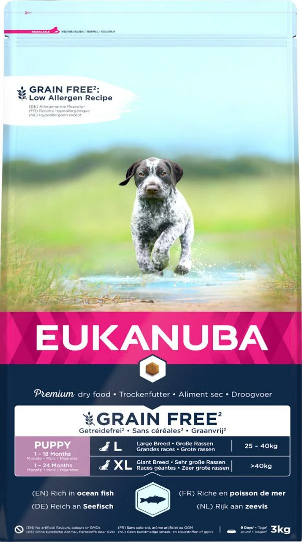 Eukanuba Hondenvoer Puppy & Junior L/XL Grain Free Oceanfish 3 Kg 1 Eukanuba Hondenvoer Puppy & Junior L/XL Grain Free Oceanfish 3 Kg