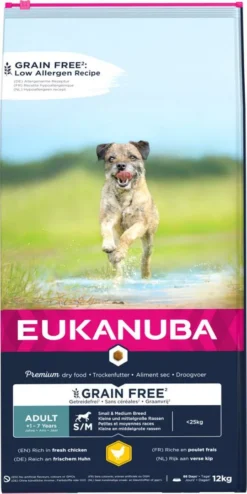 Eukanuba Hondenvoer Adult S/M Grain Free Chicken 12 Kg