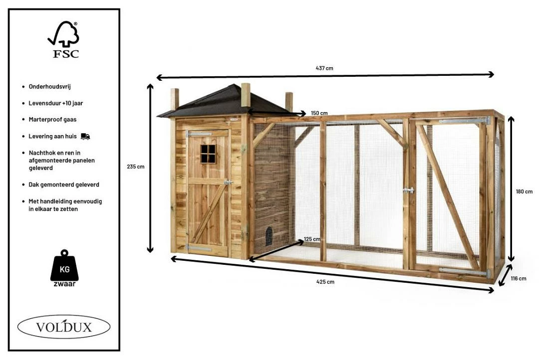 Voldux Kippen- Of Konijnenhok Hooiberg Eline XL 3 Voldux Kippen- Of Konijnenhok Hooiberg Eline XL - Afbeelding 3